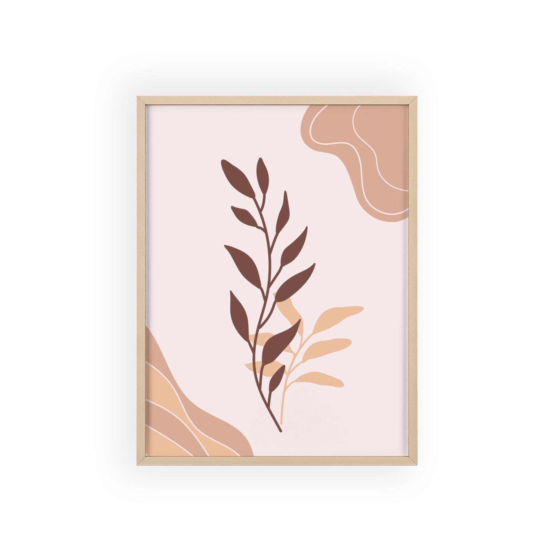 Elegant Botanical Wall Art Poster with Wooden Frame, Home Decor, Gift Idea, Modern Decor, Bathroom Wall Art