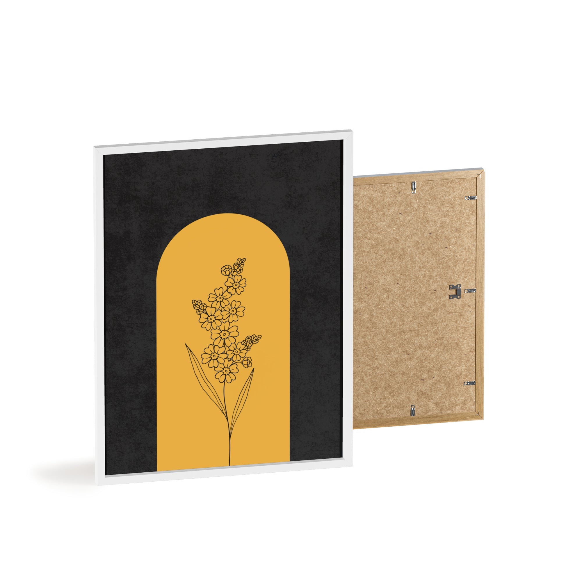 Chic Floral Poster with Wooden Frame, Wall Art, Home Decor, Modern Aesthetic, Gift for Her, Minimalist Design