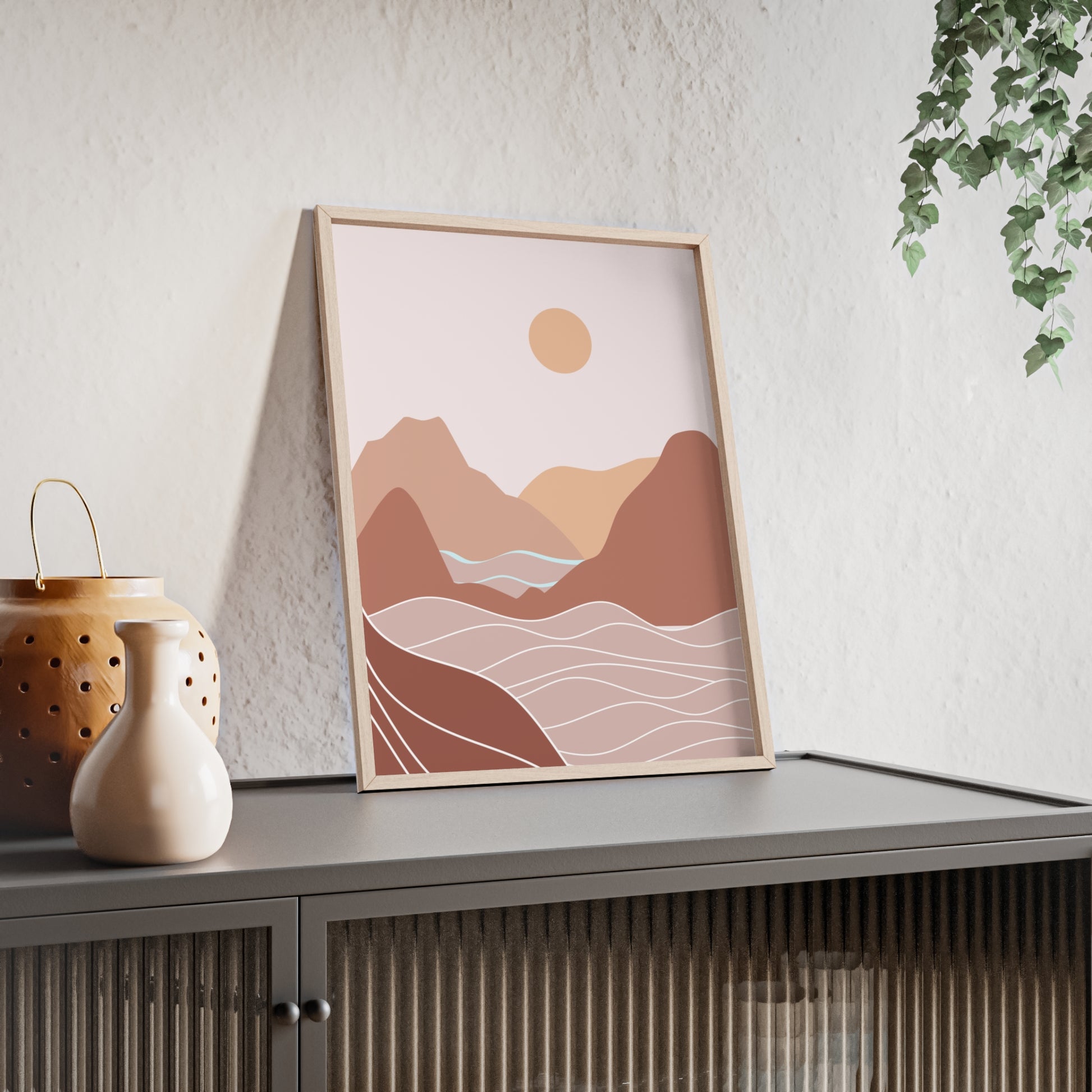 Serene Landscape Poster with Wooden Frame | Wall Art, Home Decor, Nature Print, Gift Idea, Minimalist Decor