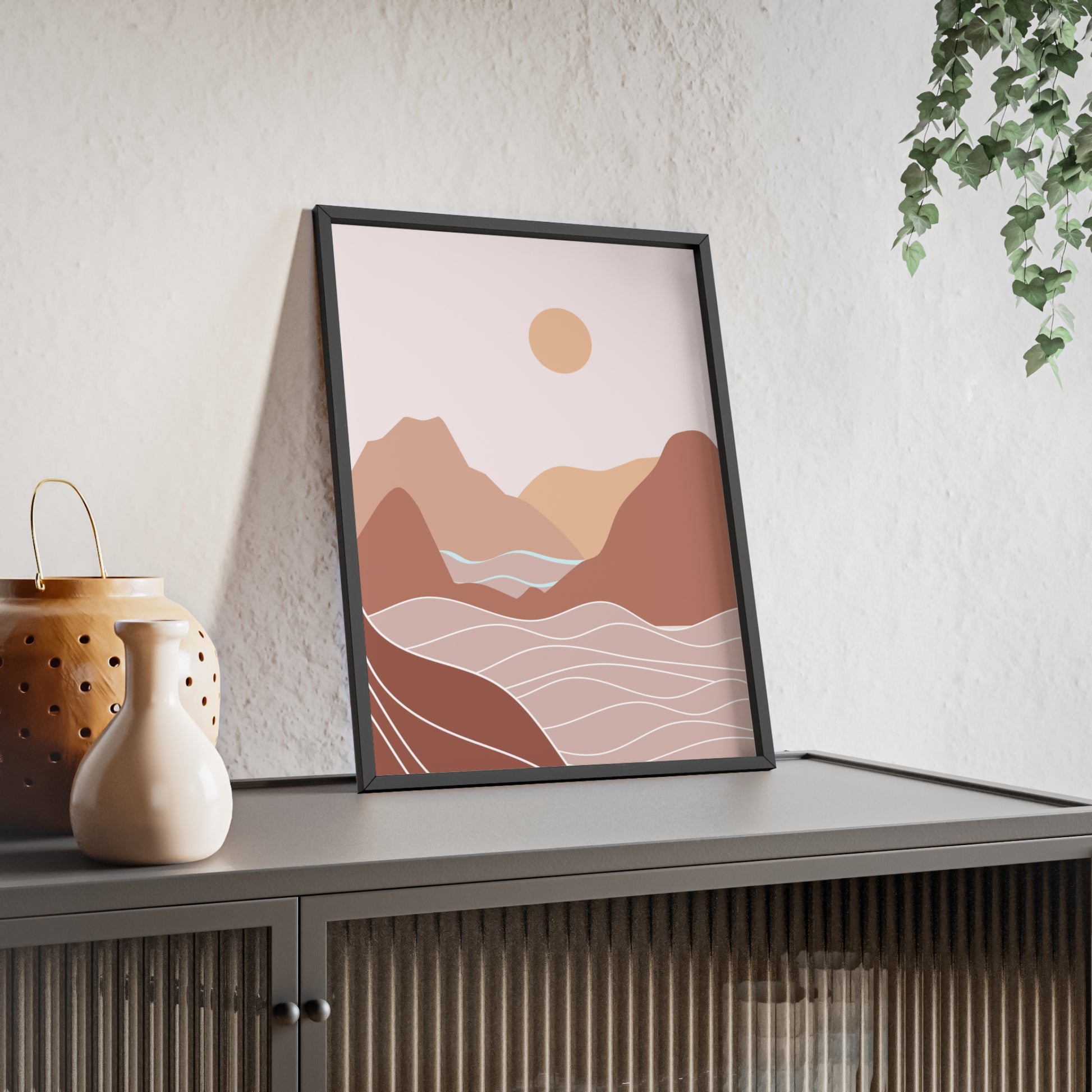 Serene Landscape Poster with Wooden Frame | Wall Art, Home Decor, Nature Print, Gift Idea, Minimalist Decor