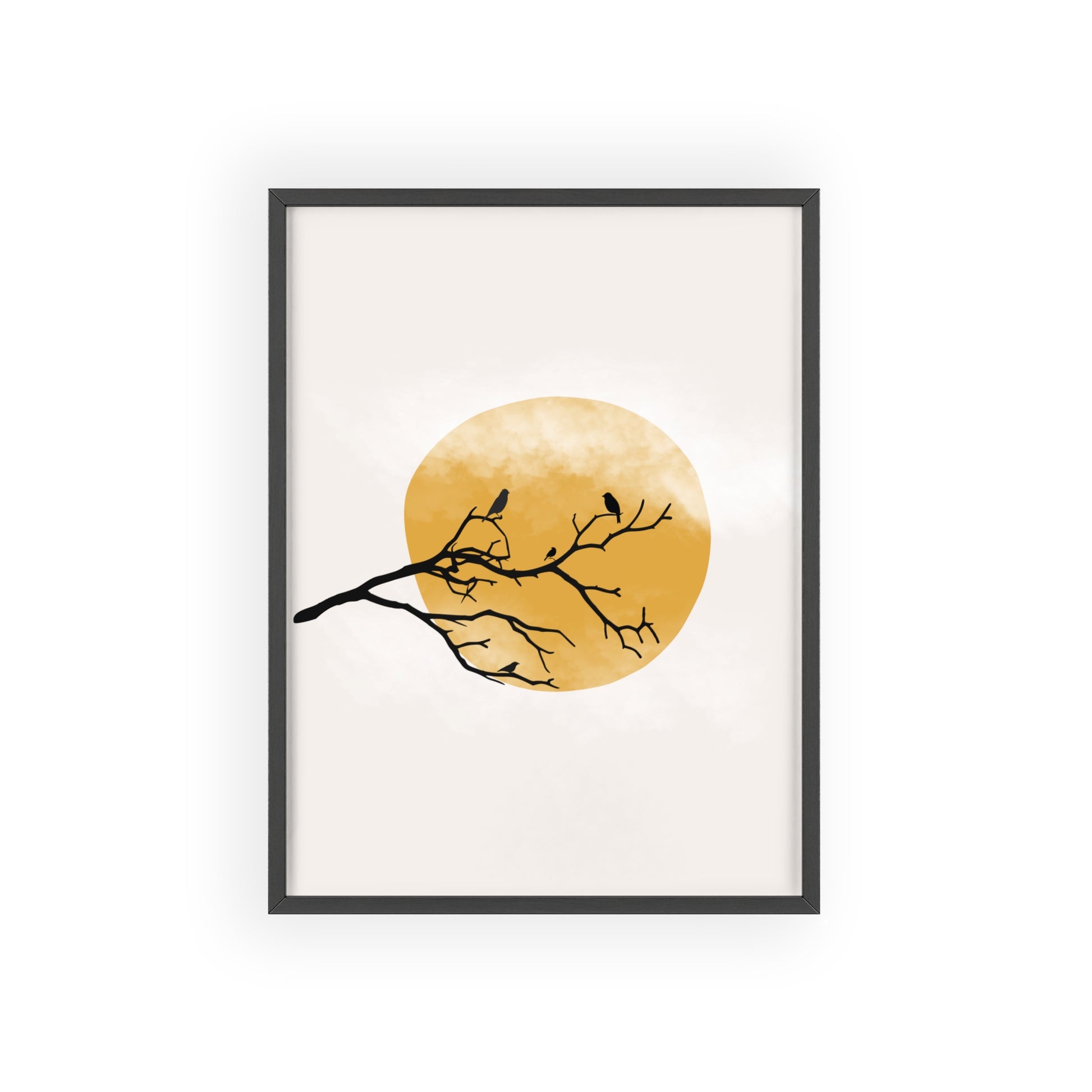 Framed Art Print - Modern Nature Poster with Yellow Sun
