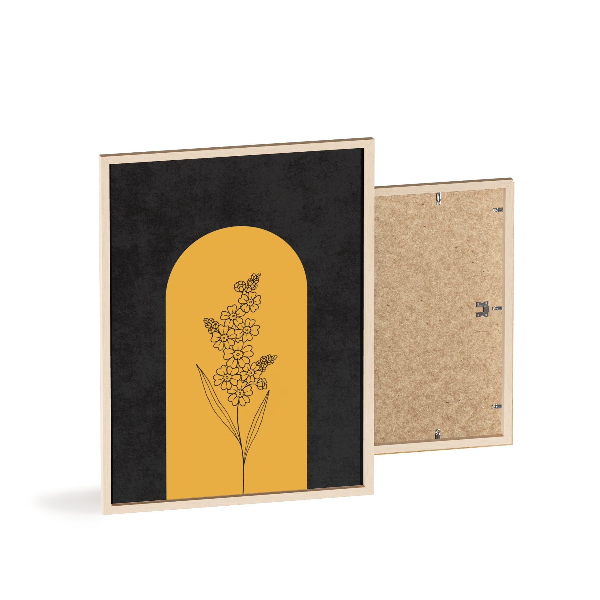 Chic Floral Poster with Wooden Frame, Wall Art, Home Decor, Modern Aesthetic, Gift for Her, Minimalist Design