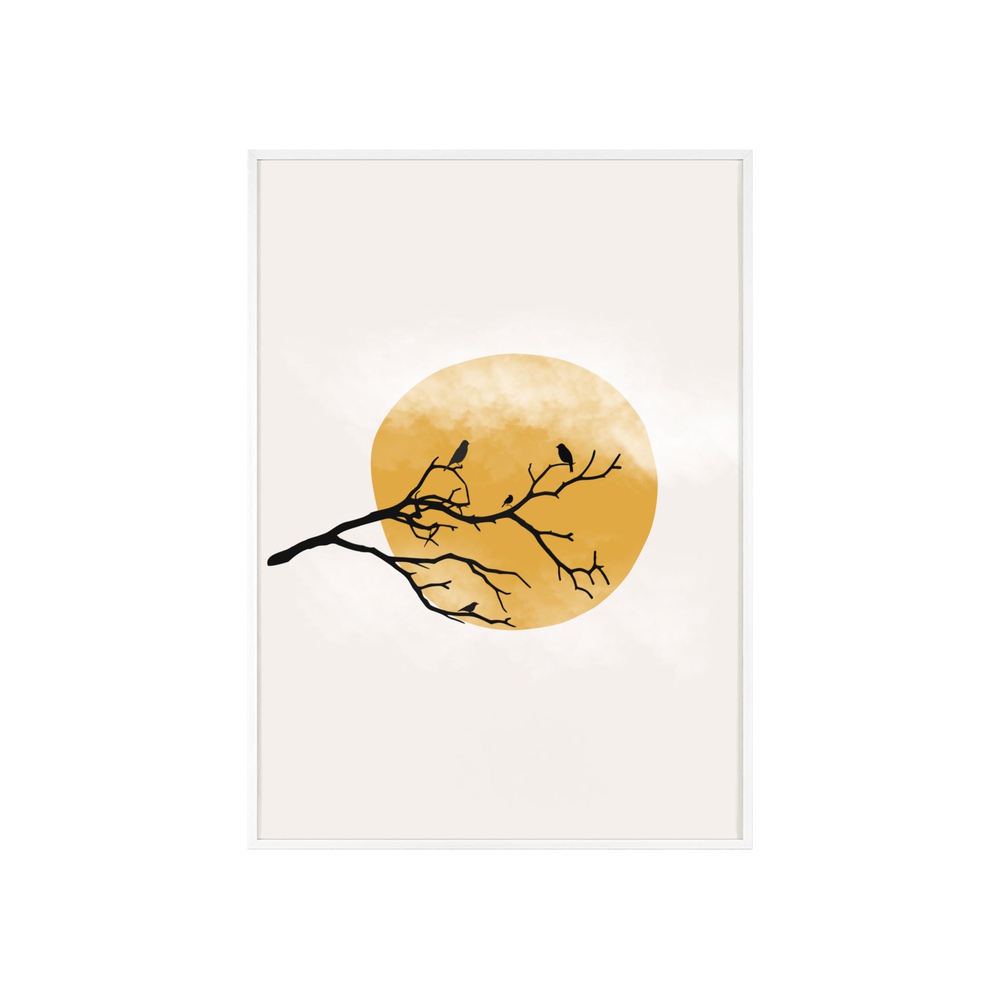 Framed Art Print - Modern Nature Poster with Yellow Sun