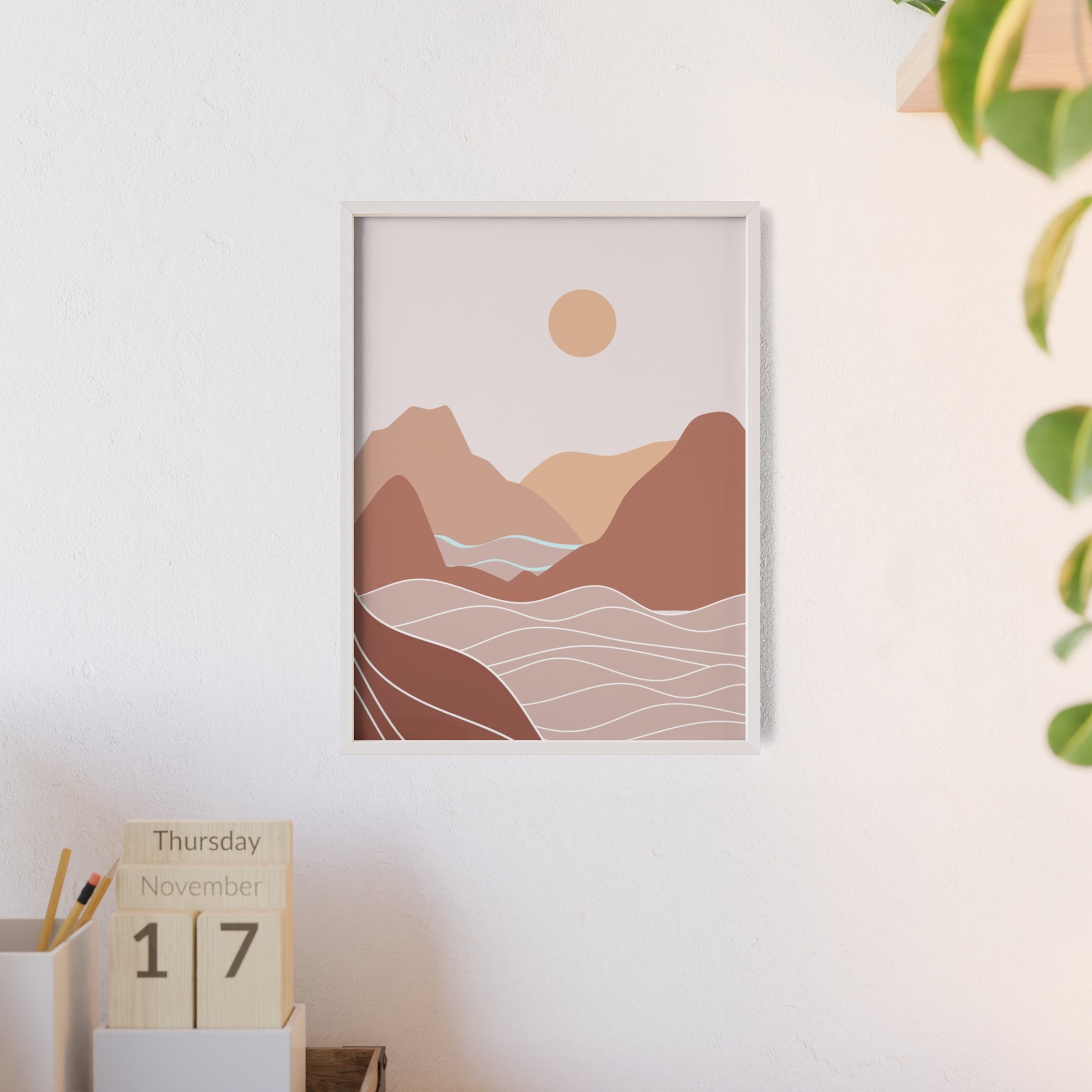 Serene Landscape Poster with Wooden Frame | Wall Art, Home Decor, Nature Print, Gift Idea, Minimalist Decor