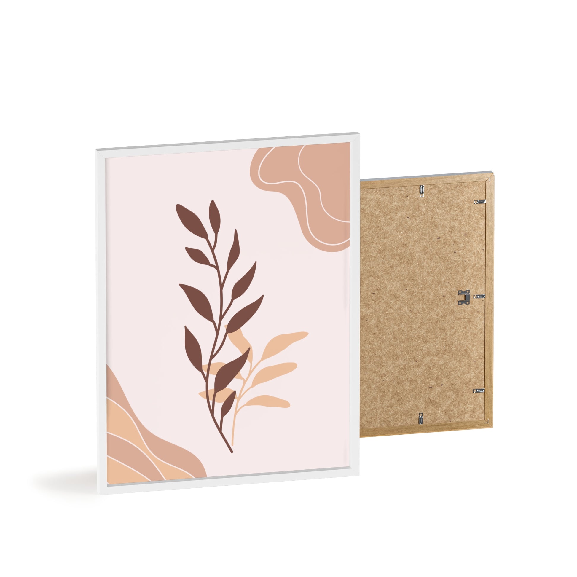 Elegant Botanical Wall Art Poster with Wooden Frame, Home Decor, Gift Idea, Modern Decor, Bathroom Wall Art