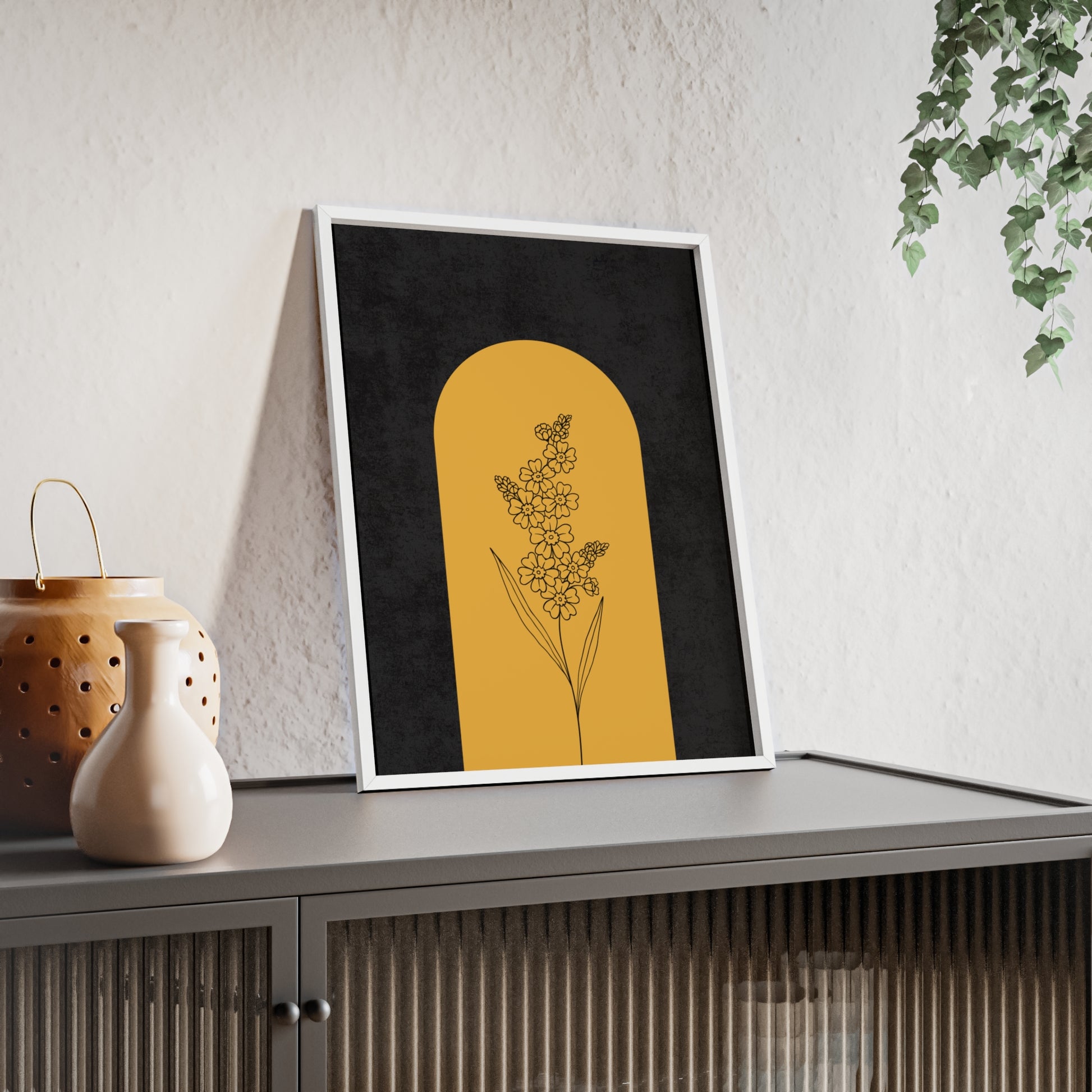 Chic Floral Poster with Wooden Frame, Wall Art, Home Decor, Modern Aesthetic, Gift for Her, Minimalist Design