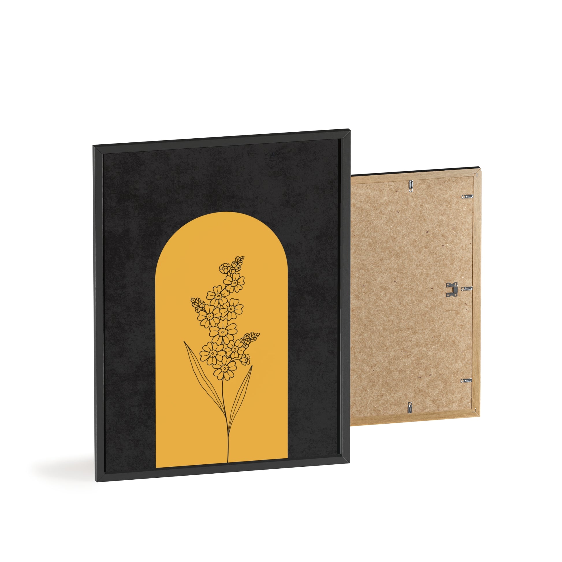 Chic Floral Poster with Wooden Frame, Wall Art, Home Decor, Modern Aesthetic, Gift for Her, Minimalist Design
